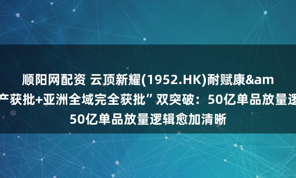 顺阳网配资 云顶新耀(1952.HK)耐赋康&reg;“扩产获批+亚洲全域完全获批”双突破：50亿单品放量逻辑愈加清晰